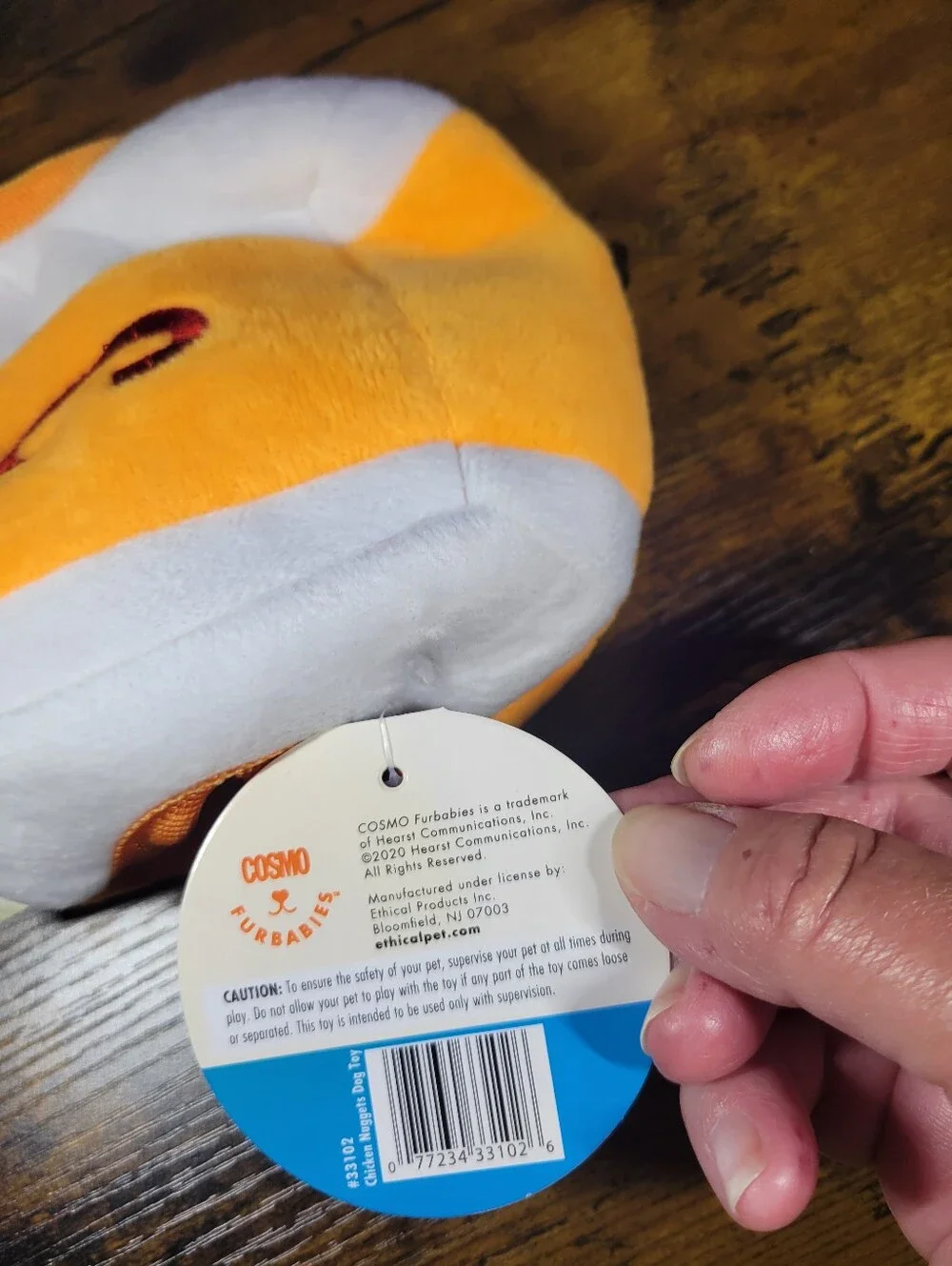 Cosmo Furbabies Chicky Nuggies Plush Dog Toy - Yellow & White